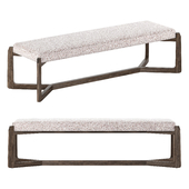Roe Mid Century Modern Gray Performance Upholstered Wood Bench