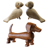 Birds and dog figurine Kay Bojesen PBR