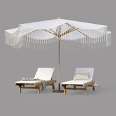 Umbrella Patio Parasol and Timber Sun Lounge