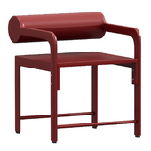 Waka Waka Contemporary Pompeii Red Lacquered Cylinder Back Accent Armchair