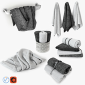 Black and white Towels Set