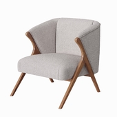 Boucle Fabric Wooden Armchair