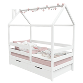 Детская кровать-домик Ecodrev с розовым текстилем