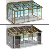 Деревянная застекленная терраса веранда / Wooden glazed veranda terrace