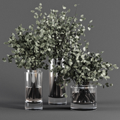 Bouquet Collection 01 - Dark Green Plants in Glass Vase