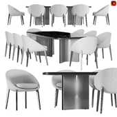 Minotti Dining Table and Lido Armchair 260x120xh74