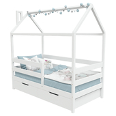 Детская кровать-домик Ecodrev с голубым текстилем