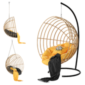 Georgie Rattan Hanging Chair Natural_yellow set