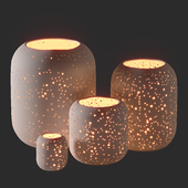WestElm Pierced Constellation Ceramic Candleholders