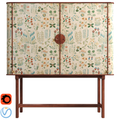 Josef Frank mahogany cabinet | floral chintz fabric &#39;Fatima&#39;