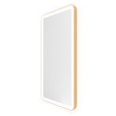 Rectangular mirror in brass look Gold with front lighting