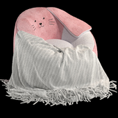 Children"s pouffe Character Bean Bag Chair Bunny Pink