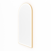 Arched mirror in Goldie brass look frame with front lighting