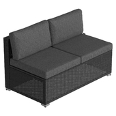 Прямой диван черного цвета (плетенная уличная мебель)