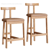 Wraparound Wood & Leather Stool West Elm