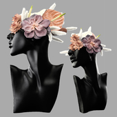 Mannequin Head Bust with a bouquet