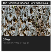 The Seamless Wooden Bark With Holes