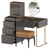 Wood Makeup Vanity Table Set with LED