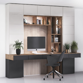 Home Office work desk and decoration and library Set - Office Furniture 327