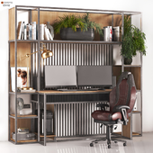 Home Office work desk and decoration and library Set - Office Furniture 330