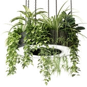 Ring planter lamp with plants 1m