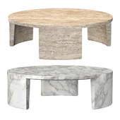 WYETH ITALIAN TRAVERTINE ROUND COFFEE TABLE