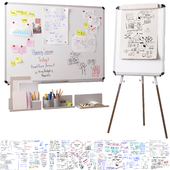 Magnetic whiteboard, Flipchart, set for creating drawings with a marker