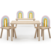 Rainbow Wooden Chair and Bench for Children