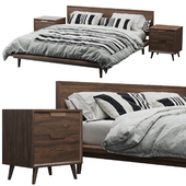 RoveConcepts bed Asher (Ash + Walnut) with nightstands.