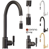 Kitchen Tap Mixer with Pull out Spray Linear Brass Vol1