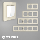 ОМ Стеклянные рамки для розеток и выключателей Werkel Favorit (молочный)