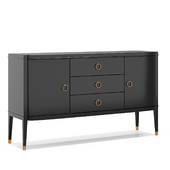 Neoclassical chest of drawers with 3 drawers and 2 doors Coco Black. Article 10.244