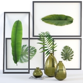 Decor with tropical leaves and vases Zara Home
