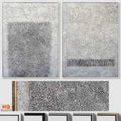 Mid-Century Gray Textural Plaster Wall Art C-557