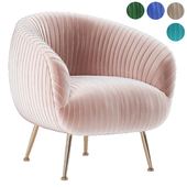 Powder Pink Bustle Velvet Pleated Chair