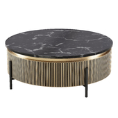 Coffee Table Ribbed Design And Black Marble