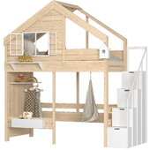 Children&#39;s loft bed Cozy Nest with a chest of drawers