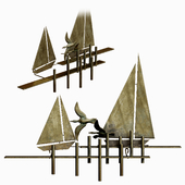 Curtis Jere Sailboats Waterfront Wall Sculpture
