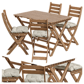 ASKHOLMEN Table + 4 chairs, outdoor with cushion