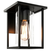 Outdoor Black Metal Wall Sconce with Clear Glass Shade