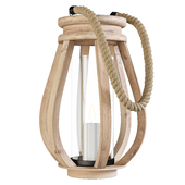 Wood 16 Lantern W Glass Brown