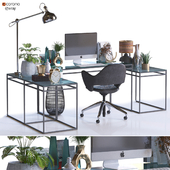 Home Office work desk and decoration and library Set 334