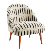 Charcoal Gray And Ivory Dash Print Noemi Chair