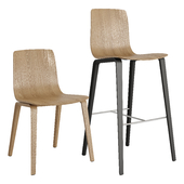AAVA 4 Wood Legs Dinner Chair and Bar Stool by Arper