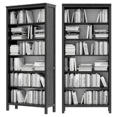 IKEA - HEMNES Bookcase with books in black and white color