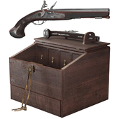 old gun with desk