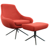 Noomi Swivel Lounge Chair and Noomi Footstool by Softline