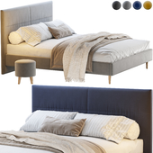 Кровать Майтон 160 с пуфом Плиди Velvet Grafit / Grey / Navy Blue / Yellow от Диванру