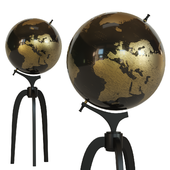 Globe on black and gold wood stand