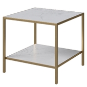 Austin A James New Orleans White Gold End Table With Shelf - JFD-0129